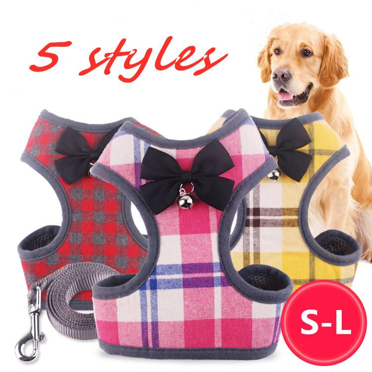 Adjustable Breathable Cat Vest Dog Training Harness Grid Vest Dog Leash